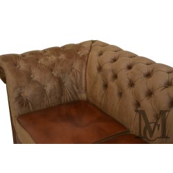 Sofa Classic Chesterfield 2-osobowa plusz + skóra 